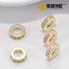 Anel Micro-Cravado com Diamantes Banhado a Ouro 14K que Preserva a Cor Banhado a Ouro Real Espaçador de Zircônia Colar de Pérolas DIY Feito à Mão Pulseira de Contas Soltas Porta-Flores