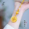Pu Zuo Mengzi Yi mismo estilo oro arena buena suerte entretejido incrustado diamante brocado redondo perfecto loto colgante para teléfono llavero de lujo ligero femenino