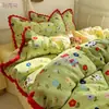Juego de cuatro piezas de algodón puro Clase A, ropa de cama de gasa de doble capa, funda de edredón 100% algodón, sábana bajera, funda de edredón, juego de tres piezas para dormitorio universitario 4