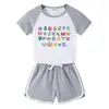 Traje de verano 2023 para niños y niñas, pantalones cortos, camiseta de manga corta, conjunto deportivo informal de dos piezas