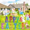 2025 nueva tarjeta de piso para patio de Pascua decoración exterior de conejo, huevo, letra fiesta impermeable tablero hueco logo
