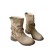 Botines Retro de Diseño Nicho Otoño/Invierno 2026 Tacón Grueso Hebilla Botas Martin Mujer Estilizados Franceses Gamuza Botas Western