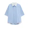 Ropa MTL Ropa para Hombre Camisa Suelta Rayada Falsa de Dos Piezas Manga Corta Estilo Universitario de Verano para Hombre Top
