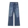 Jeans Americano Retrô Rasgado de Cintura Baixa Wide Leg Outono Novo Estilo Tendência Versátil Solto Emagrecedor Perna Reta Calças Longas Femininas