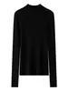 Suéter de Punto Canalé para Mujer, Cuello Medio Alto, Otoño Invierno, Adelgazante, Canalé Vertical, Capa Base Elástica, Suéter Interior