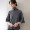 Nuevo Estilo Otoño/Invierno 2026 Suéter de Punto para Mujer de Cachemira, Holgado, Manga Tres Cuartos, Cuello Solapa, Estilo Pullover Raglán, Oculta Imperfecciones y Luce Delgado