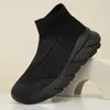 Zapatillas deportivas de caña alta para hombre, zapatillas tipo calcetín de punto flyknit, zapatos casuales sin cordones transpirables y ligeros, zapatos para hombre con suela gruesa que absorben los impactos