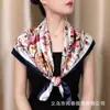 Elegante Lenço de Seda Estilo Chinês, Jaqueta Corta-Vento, Lenço Decorativo, Lenço Quadrado Feminino da Moda Anos 90, Lenço Quente