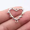 31X25mm 2.4g Plata Antigua Accesorios de Joyería Europeos y Americanos Materiales Conector Hueco con Forma de Corazón con Púas para DIY