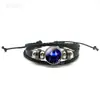 Pulseras Luminosas de Doce Constelaciones para Pareja Pulseras de Imitación de Piel de Vaca Negra para Hombres y Mujeres Pulseras Tejidas Punk Retro Accesorios para Estudiantes