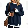 Moda Otoño e Invierno 2026 Nueva Moda Femenina Transfronteriza Europea y Americana Sudadera Cómoda Casual Cuello Redondo Holgada Falsa de Dos Piezas Manga Larga