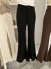 Omalai Primavera 2026 Cintura Alta Adelgazante Elásticos Fruncidos Elegantes Cintura en V Rectos Acampanados Pantalones Largos Toma Real 6905