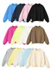 Sudadera de otoño e invierno para mujer, cuello medio alto, peso pesado de 350 g, forro polar, marca de tendencia estilo americano, corte holgado, hombros caídos, sudadera de cuello alto pequeño para mujer