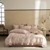 Set de Cuatro Piezas de Algodón Tencel Súper Suave y Estilo Lujoso Jacquard de Alta Precisión Funda Nórdica para Dormir Desnudo Sábanas Ropa de Cama Nueva Amarillo