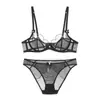 Lingerie europeia e americana estilo francês, sutiã de renda sexy fino transparente, conjunto de sutiã de verão para busto grande, modelador e anti-flacidez para mulheres