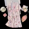 Bata Coreana de Verano para Mujer, Algodón Nube, Ropa de Casa de Manga Corta para Niños, Bata Suelta de Dibujos Animados Lindos, Pijama de Mujer, Verano