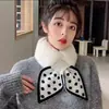 Bufanda de Felpa para Mujer 2026 Nuevo Invierno Estilo Coreano Atmósfera Linda Versátil Cálida Cuello de Piel Cruzado Calentador de Cuello Protector de Cuello