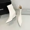 Botines de Tacón de Cuña Chuyuji 2026 Otoño/Invierno Nuevos de Piel Suave Punta Fina Botas Francesas Delgadas para Mujer, Botines Cortos de Tacón Alto Adelgazantes