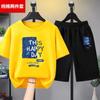 Conjunto de Roupas Fat Boy para Meninos, Tamanho Grande, Manga Curta, Camiseta Fina de Corte Amplo e Shorts, Conjunto de Duas Peças 100% Algodão, Tamanho 8