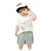 Conjunto de Verano para Niños y Niñas, Delgado Transpirable con Estampado de Manga Corta, Ropa Elegante con Protección Solar, Pantalones Cortos Versátiles de Moda Tendencia