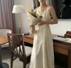 Tamaño Actualizado Chic Coreano Verano Viaje Estilo Francés Cuello en V Estilo Vacaciones Vestido de Tirantes Finos para Mujer 7 Colores