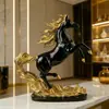 Figura de Caballo Estilo Vintage Negro y Dorado Transfronteriza para Aperturas de Negocios Exitosas, Adecuada para Decoración de Sala de Estar, Oficina, Escritorio y Gabinete de Vino