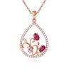 Collar de plata para mujer, colgante de plata japonesa y coreana, colgante de gota de agua, colgante de gota de agua con gemas de dos colores, joyería de plata