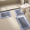 Juego de Baño Moderno Sencillo Alfombrilla de Piso para Baño Taza del Inodoro en Forma de U Alfombrilla para Pies Absorbente de Agua de Secado Rápido Alfombrilla de Piso para Baño Juego de Tres Piezas
