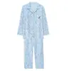 Algodão Puro Novo Pijama de Manga Longa e Calça Longa para Primavera/Outono para Mulheres, Estilo Cardigan, Caimento Solto, Tamanho Grande, Roupa de Casa, Pode Ser Usado ao Ar Livre