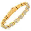 Pulseira Magnética Popular Europeia e Americana Transfronteiriça, Coração de Pêssego Fashion e Luxuoso Cheio de Diamantes, Pulseira Magnética de Liga de Uma Fileira para Casal