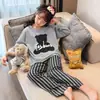 Conjunto de pijama de manga larga de imitación de algodón lindo para primavera y otoño, ropa para el hogar para padres e hijos, para niñas y niños de 15 años