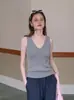 Nuevo camisón de punto para mujer, versátil, adelgazante, cuello en V, sin mangas 354