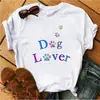 Blusas Femininas Transfronteiriças Patas de Animal Coração Dropshipping Letras Moda Retrô Camiseta Feminina Manga Curta