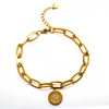 Cadena de Acero Inoxidable Transfronteriza Europea y Americana, Pulsera de Ojo de Diablo Moderna y Versátil, Pulsera Redonda Romana de Acero de Titanio para Mujer