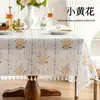 Mantel Pequeño Floral Estilo Pastoral Ins Imitación Algodón y Lino Atmósfera Retro Literaria Decoración de Mesa de Noche Tela Cubierta Rectangular