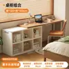 Escritorio estrecho de pared para estudiantes, escritorio de escritura para estudio en casa con estantería integrada, escritorio pequeño para computadora, mesa larga para dormitorio o mesita de noche