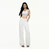 Calça Jeans Jacquard Branca de Tencel Reta Não Apertada para Mulheres, Verão Fina de Cintura Alta Petite de Seda Gelada Wide-Leg