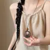 Novo Colar Pingente de Corda Longa Trançada com Fivela de Paz de Madeira Estilo Chinês para Mulheres, Estilo Étnico, Acessório de Corrente para Suéter de Alta Qualidade