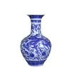 Porcelana Azul y Blanca Cerámica Antigua Jingdezhen Estilo Chino Sala de Estar Arreglo Floral Botella de Porcelana Decoración Estante Antiguo Adornos de Florero Hogar