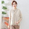 Ropa para mujeres de mediana edad y ancianas talla grande holgada casual de dos piezas moda abrigo jacquard calado traje de top de punto de seda helada