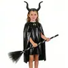Capa de Halloween para niños, disfraz de actuación, capa de la Muerte Negra, capa de bruja de tela brillante, conjunto de capa roja