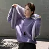 Novo suéter de cashmere estilo minimalista para outono e inverno, com corte relaxado, caimento solto, versátil e que afina a silhueta, com textura de fleece escovado; outros estilos disponíveis do fabricante