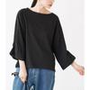 Japonés y Coreano en stock Nuevo Producto 2024 Verano Japonés Color Sólido Cuello Redondo Pulóver Manga Campana Top Camiseta para Mujer