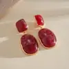 Pendientes Geométricos Ovalados de Resina Retro Europeos y Americanos Transfronterizos, Pendientes de Nicho de Gama Alta, Pendientes Sencillos para Mujer