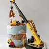 Celebridad de Internet Camión de Construcción Grande Retráctil Grúa Grúa Decoraciones de Adornos para Pastel de Cumpleaños de Niño