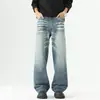 Jeans rectos estilo americano para hombre, pantalones gruesos de otoño, marca unisex de moda urbana, corte holgado, talla grande