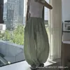 Calças Xadrez Verdes Frescas Estilo Outono Feminino Perna Afunilada Calças Harem Calças Lanterna Cintura Alta Soltas Estilo Preguiçoso Calças Casuais