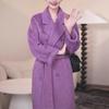 Casaco de Lã Roxo Inverno Coreano High-end Super Bonito Cintura Apertada Emagrecimento Redutor de Idade Casaco de Lã Casaco