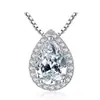 Xiaohongshu Kuaishou Douyin Influencer En Vivo Collar Chapado en Plata Piedra de Alto Carbono Diamante Cuadrado Lágrima Forma de Pera Colgante para Mujer Venta al por Mayor