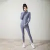 Nova Roupa de Yoga Top Esportivo Feminino Modelador Ajustado de Manga Comprida para Corrida Moda Fitness